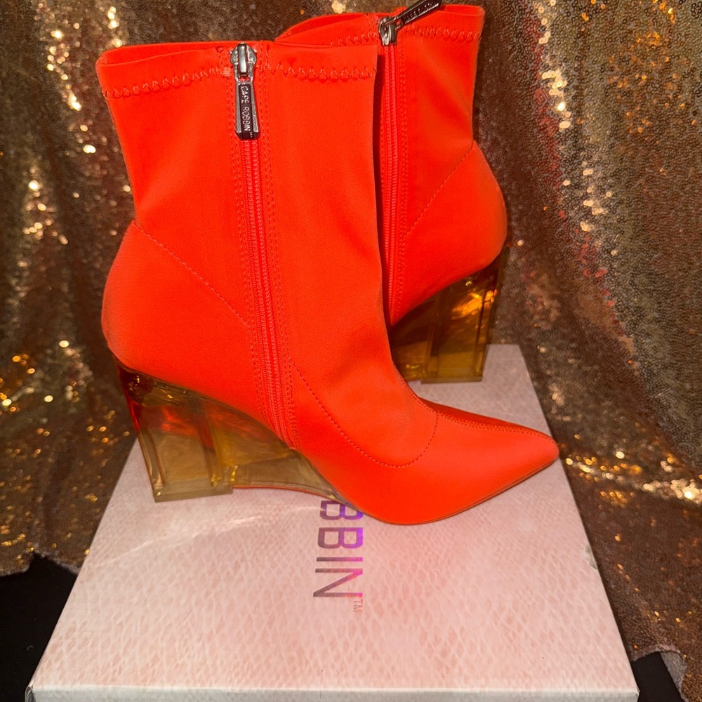 Cape Robbin Neon Orange Wedge Bootie